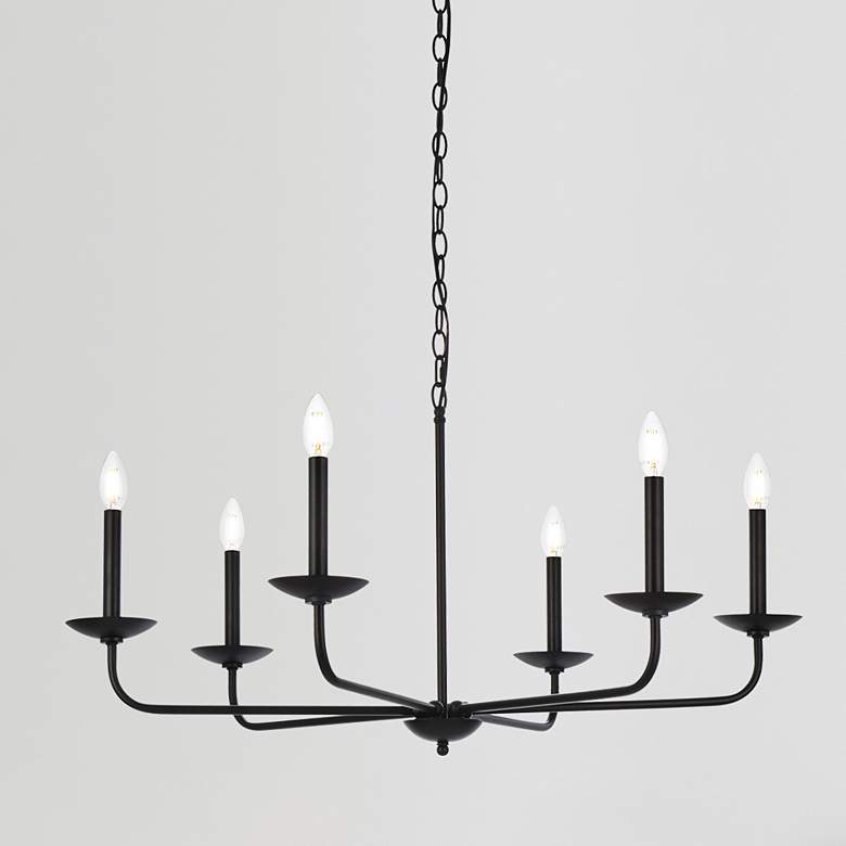 Image 2 Elegant Lighting Cohen 36" Wide Black 6-Light Candelabra Chandelier