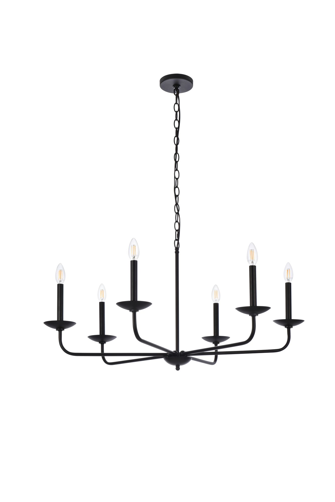 Elegant Lighting Cohen 36" Wide Black 6-Light Candelabra Chandelier in scene
