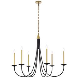 Elegant Lighting Cohen 42" Black and Brass Candelabra Arm Chandelier