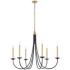 Elegant Lighting Cohen 42" Black and Brass Candelabra Arm Chandelier