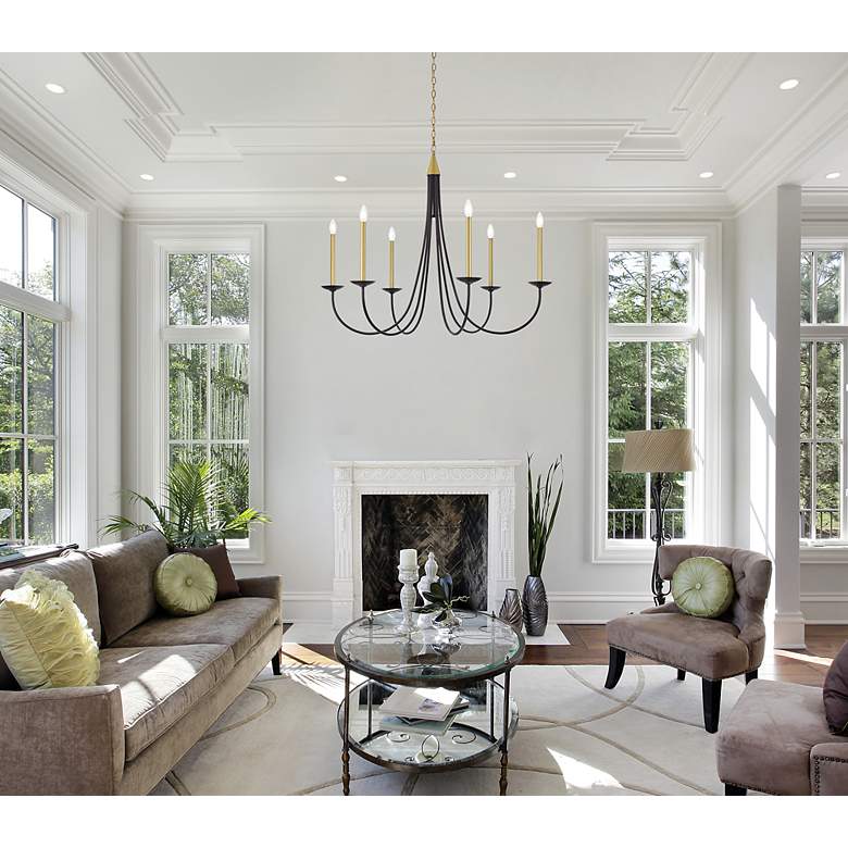 Image 3 Elegant Lighting Cohen 42" Black and Brass Candelabra Arm Chandelier more views