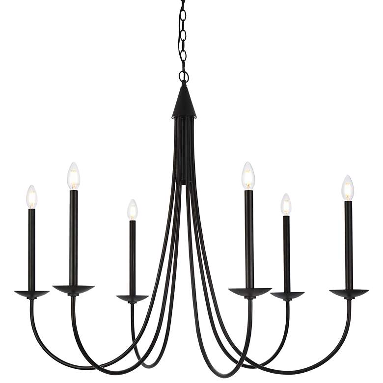 Image 3 Elegant Lighting Cohen 42" Black Finish Candelabra Arm Chandelier