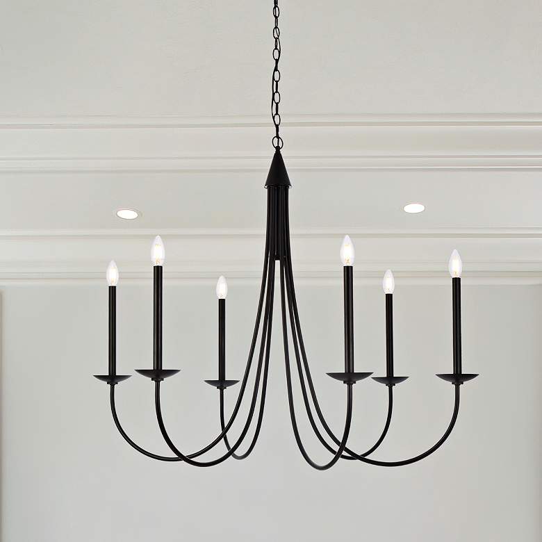 Image 2 Elegant Lighting Cohen 42" Black Finish Candelabra Arm Chandelier