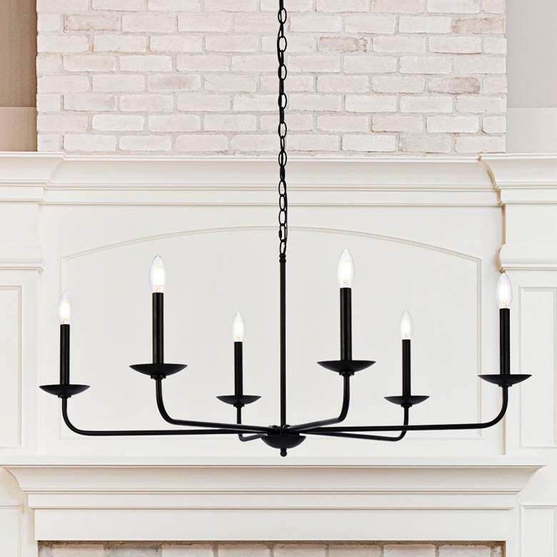 Image 2 Elegant Lighting Cohen 42" Wide Black 6-Light Chandelier