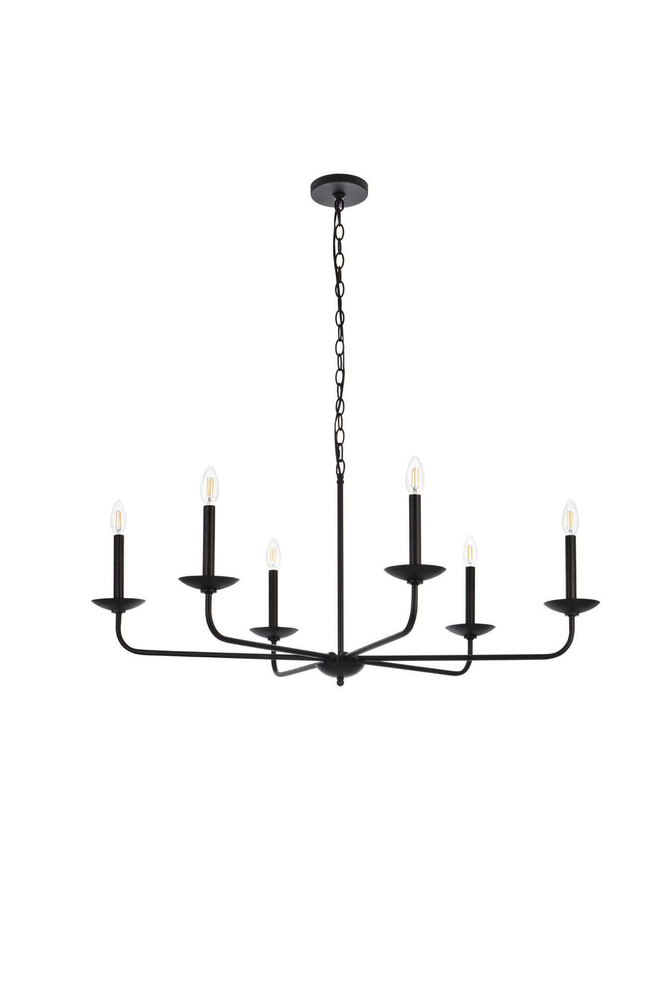 Elegant Lighting Cohen 42" Wide Black 6-Light Chandelier in scene