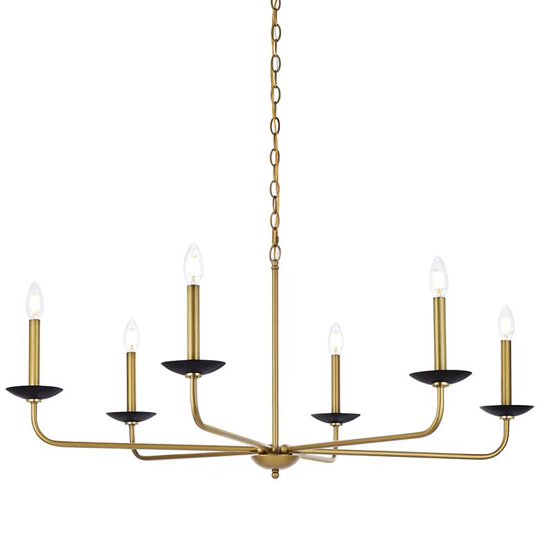 Image 3 Elegant Lighting Cohen 42" Wide Brass and Black 6-Light Chandelier