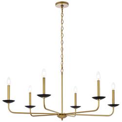 Elegant Lighting Cohen 42" Wide Brass and Black 6-Light Chandelier