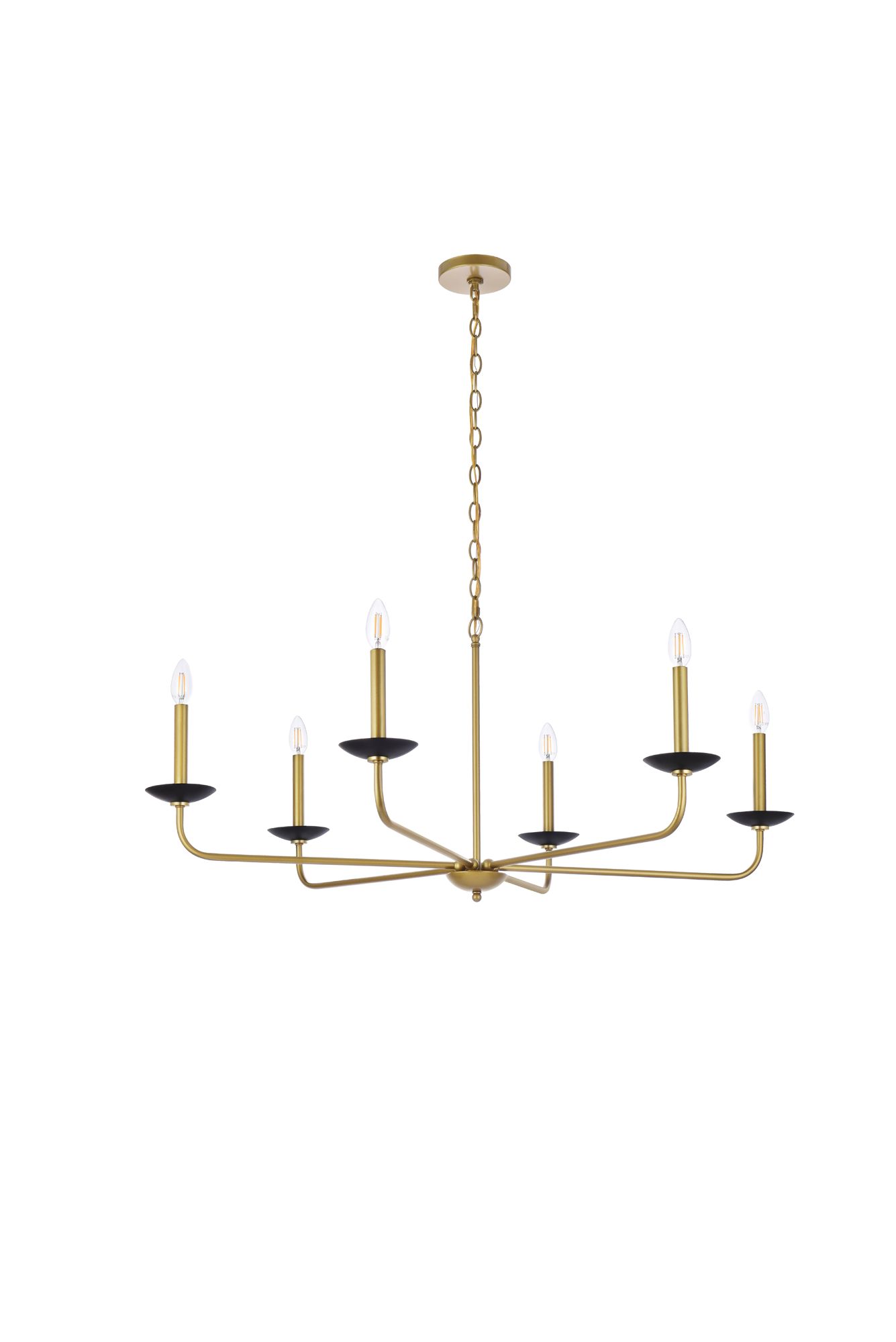 Elegant Lighting Cohen 42" Wide Brass and Black 6-Light Chandelier in scene