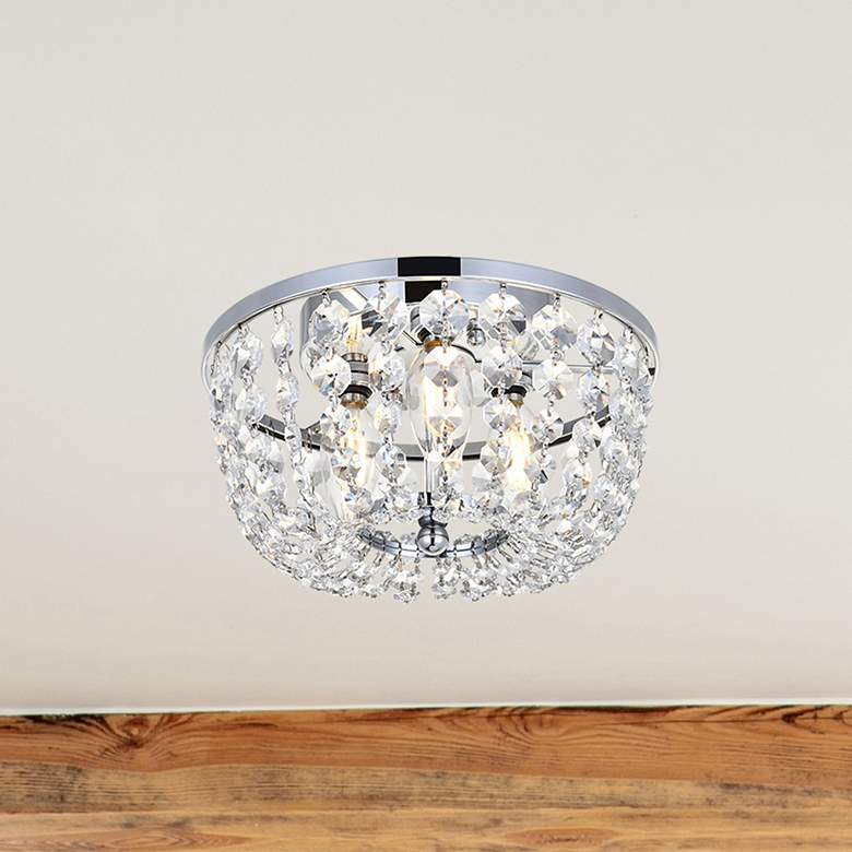Image 1 Elegant Lighting Cora 10" Wide Crystal Glass Flush Mount