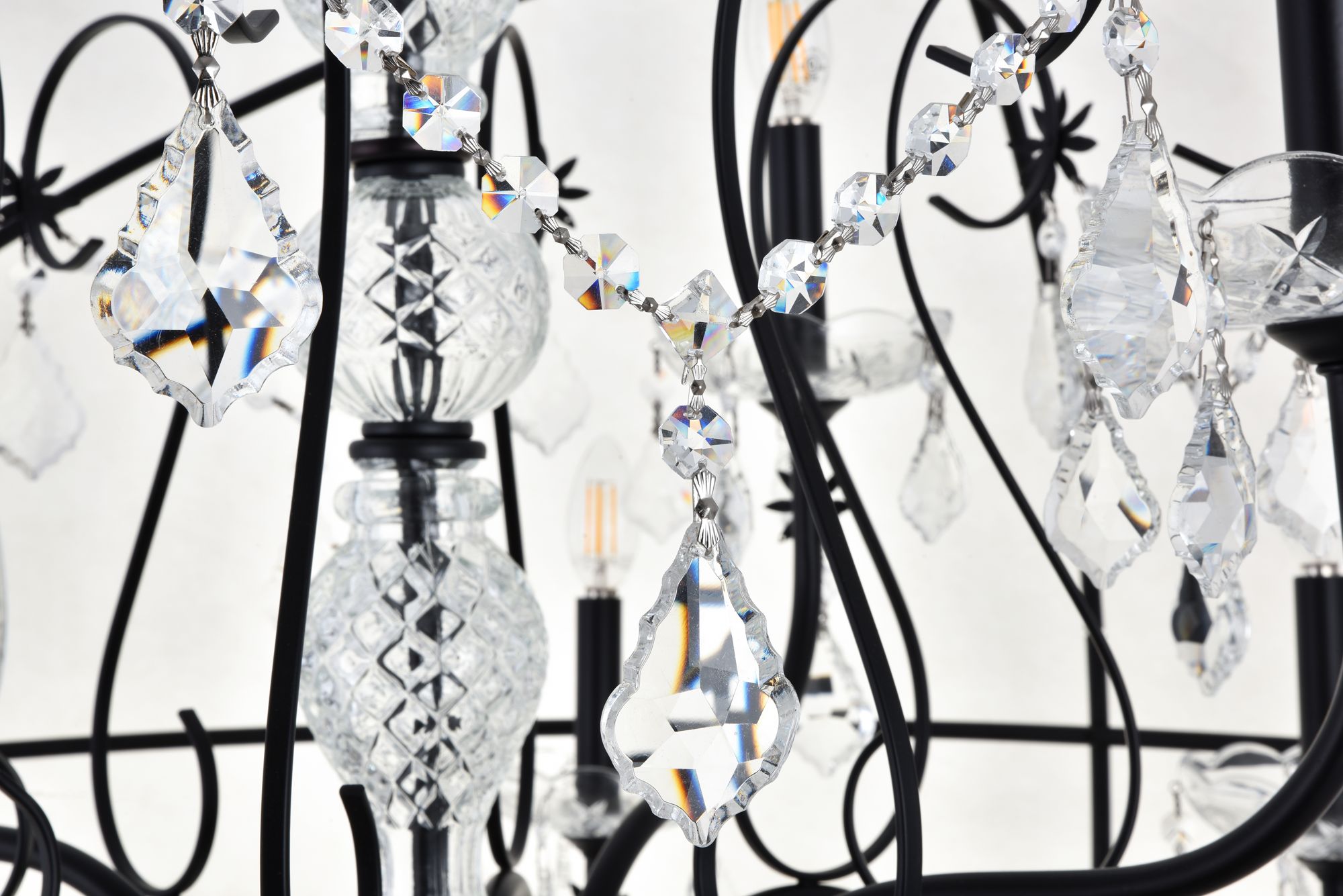 Elegant Lighting Cordelia 43 1/2" Black Crystal 12-Light Chandelier in scene