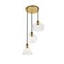 5_Elegant Lighting Destry 18 1/2" Brass Clear Glass Multi-Light Pendant more views