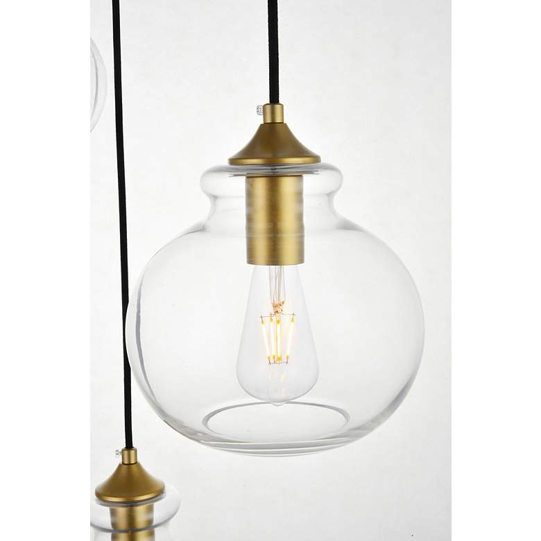 Image 6 Elegant Lighting Destry 18 1/2" Brass Clear Glass Multi-Light Pendant more views