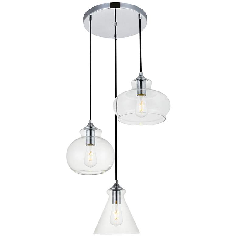 Image 3 Elegant Lighting Destry 18 1/2" Chrome Clear Glass Multi-Light Pendant