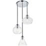 3_Elegant Lighting Destry 18 1/2" Chrome Clear Glass Multi-Light Pendant