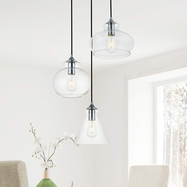 Image 2 Elegant Lighting Destry 18 1/2" Chrome Clear Glass Multi-Light Pendant