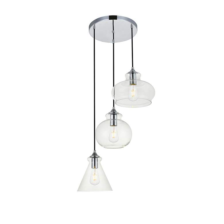 Image 5 Elegant Lighting Destry 18 1/2" Chrome Clear Glass Multi-Light Pendant more views
