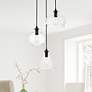 1_Elegant Lighting Destry 18 1/2" Wide 3-Light Black Clear Glass Pendant