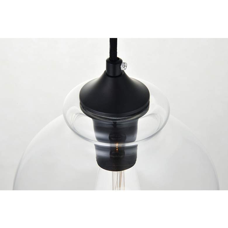 Image 7 Elegant Lighting Destry 18 1/2" Wide 3-Light Black Clear Glass Pendant more views