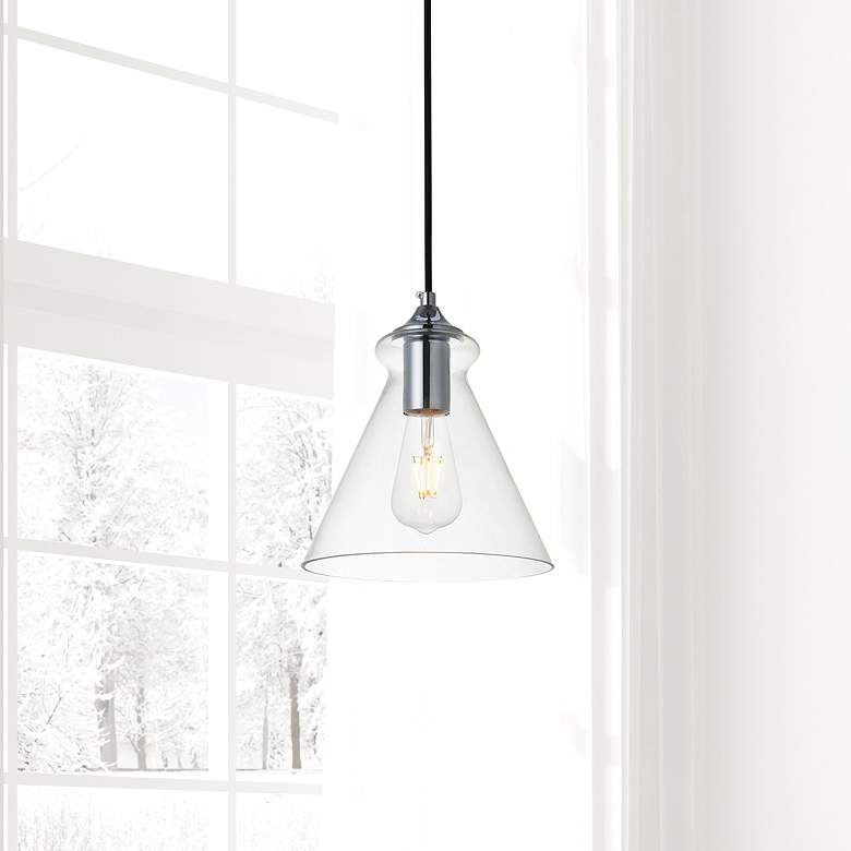 Image 1 Elegant Lighting Destry 8" wide Chrome and Clear Glass Mini-Pendant