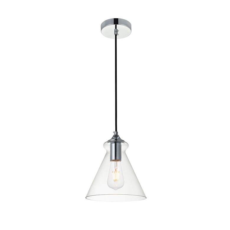 Image 4 Elegant Lighting Destry 8" wide Chrome and Clear Glass Mini-Pendant more views