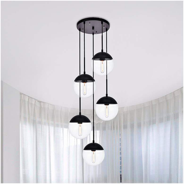 Image 1 Elegant Lighting Eclipse 18" 5-Light Black and Glass Globe Pendant