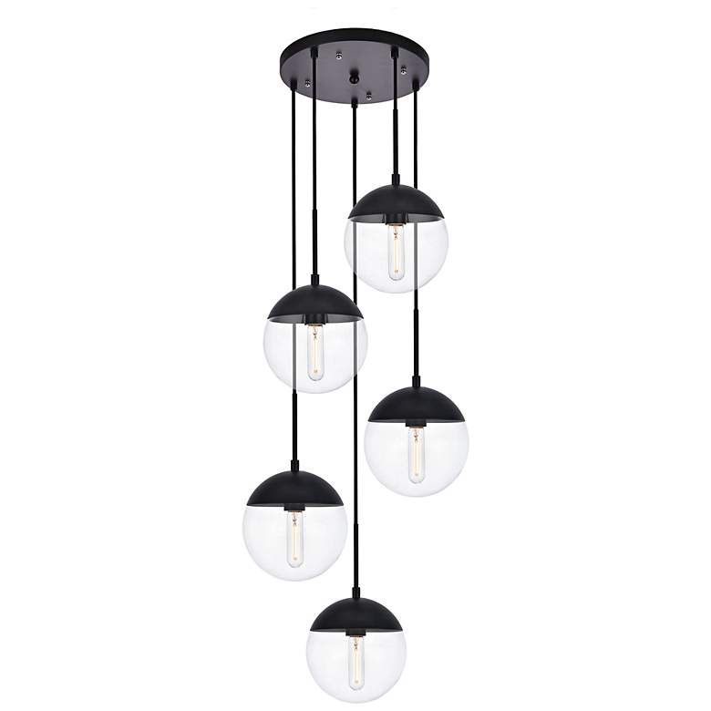 Image 7 Elegant Lighting Eclipse 18" 5-Light Black and Glass Globe Pendant more views