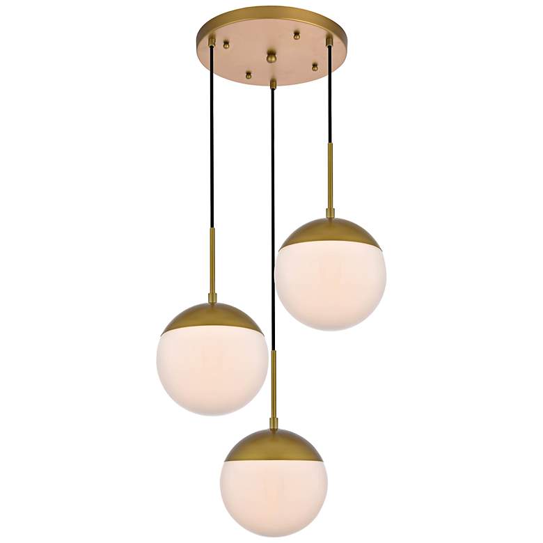 Image 3 Elegant Lighting Eclipse 18" Wide 3-Light Brass White Glass Pendant