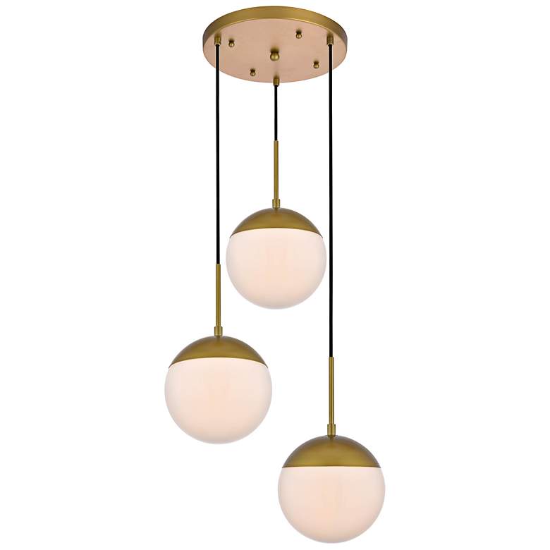 Image 5 Elegant Lighting Eclipse 18" Wide 3-Light Brass White Glass Pendant more views
