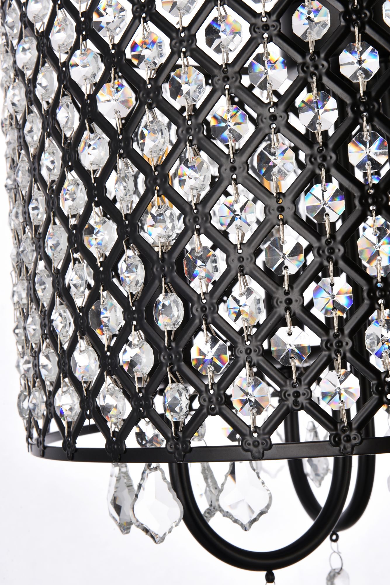 Elegant Lighting Elise 14" Wide Black and Crystal 4-Light Chandelier