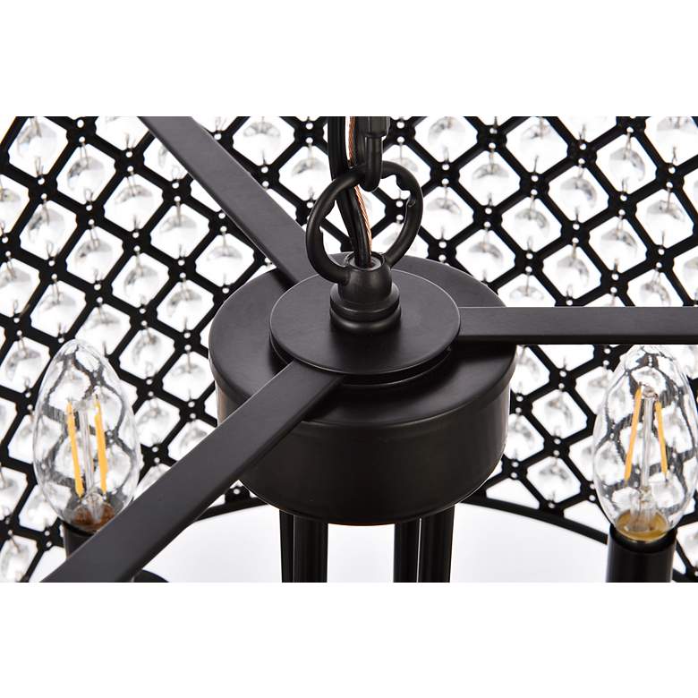 Image 7 Elegant Lighting Elise 17" Black Finish Crystal Drum Pendant more views