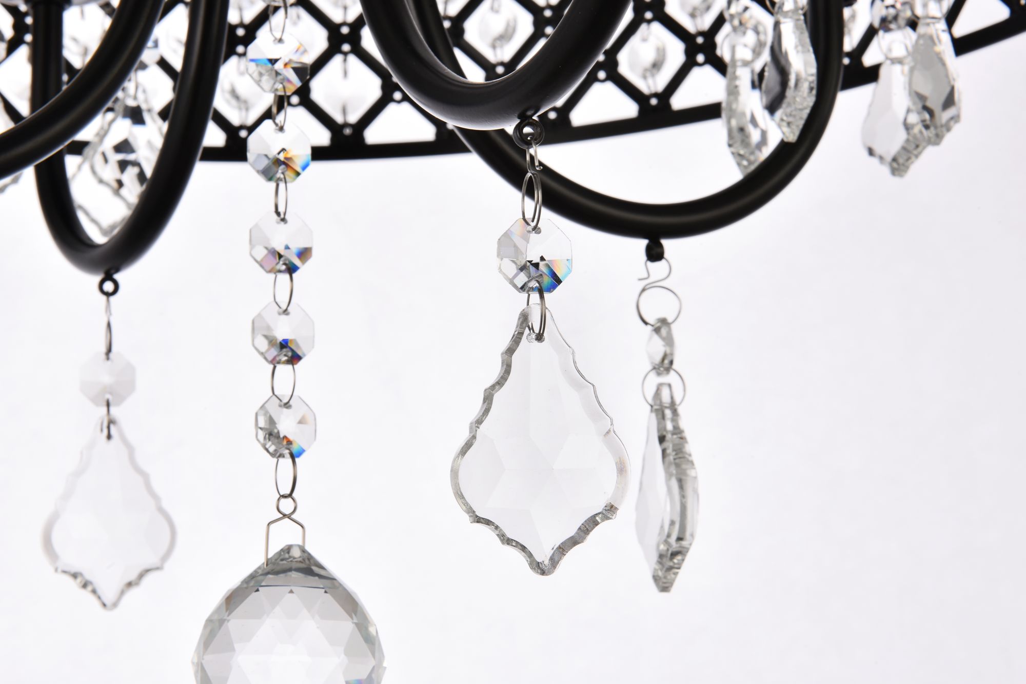 Elegant Lighting Elise 17" Black Finish Crystal Drum Pendant