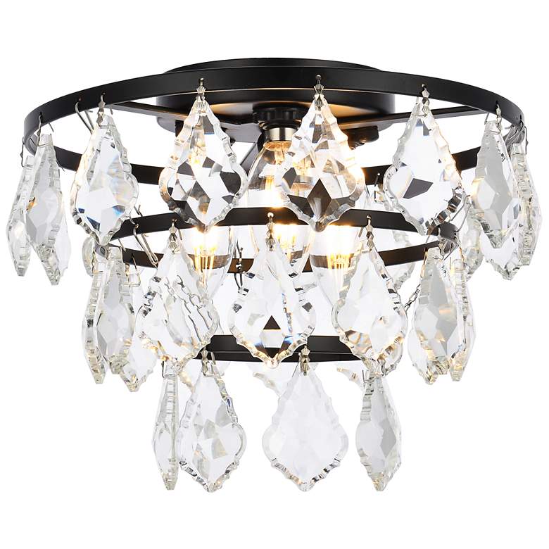 Image 2 Elegant Lighting Ella 10" Black Finish Tiered Crystal Ceiling Light