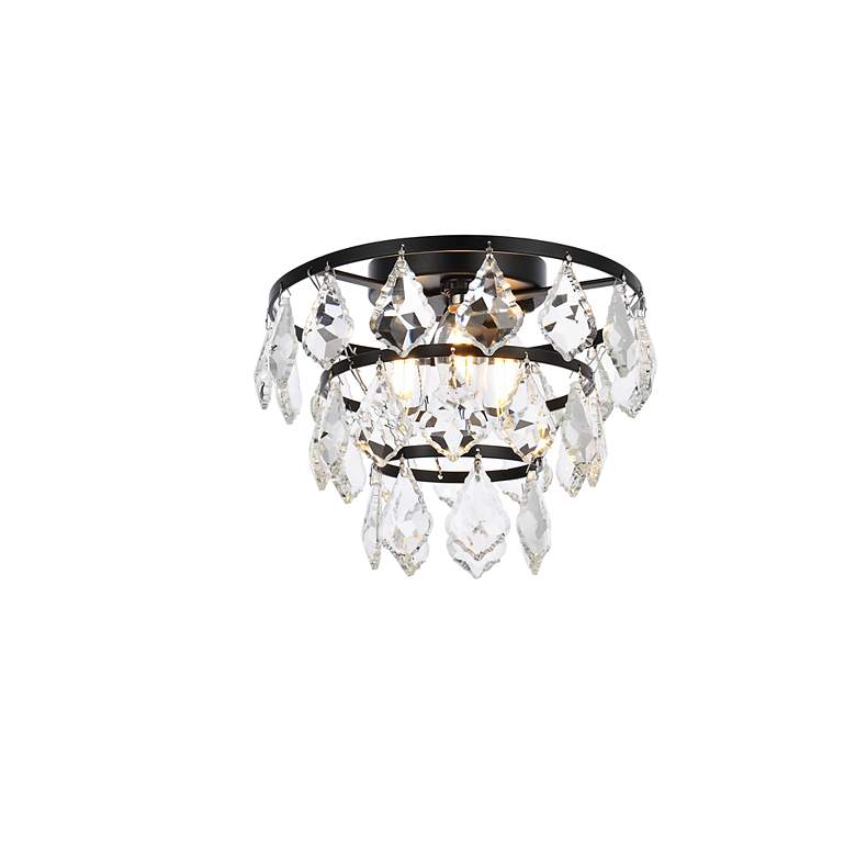 Image 4 Elegant Lighting Ella 10" Black Finish Tiered Crystal Ceiling Light more views