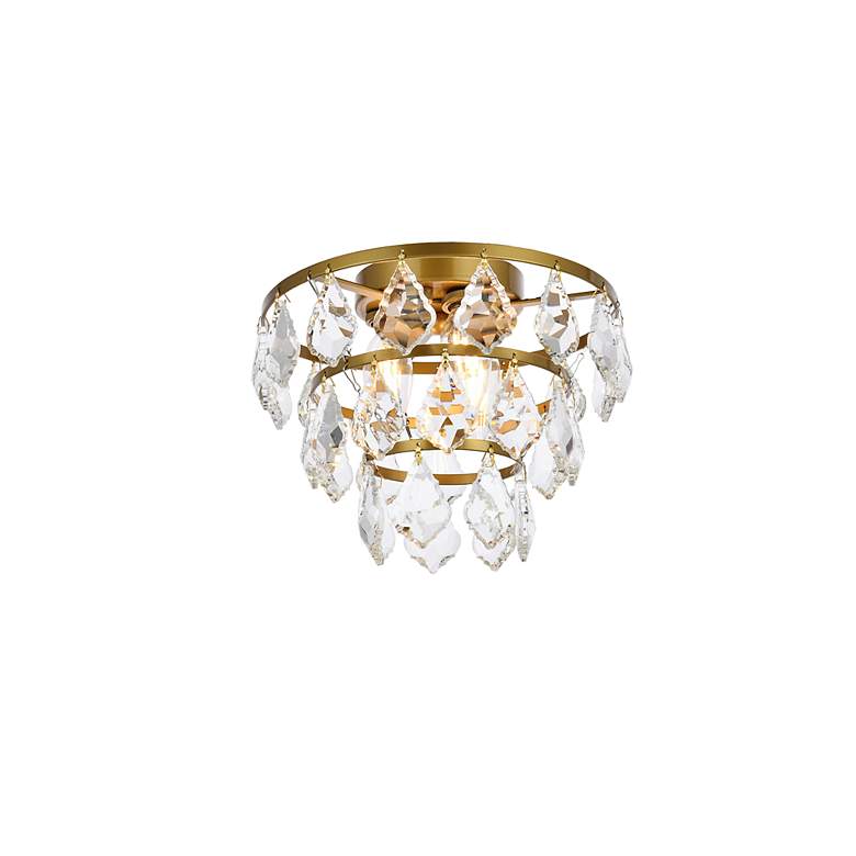 Image 4 Elegant Lighting Ella 10" Wide Brass and Crystal Flush Ceiling Light more views
