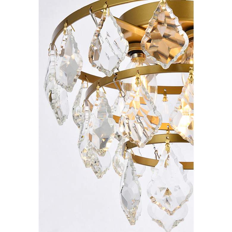 Image 6 Elegant Lighting Ella 10" Wide Brass and Crystal Flush Ceiling Light more views