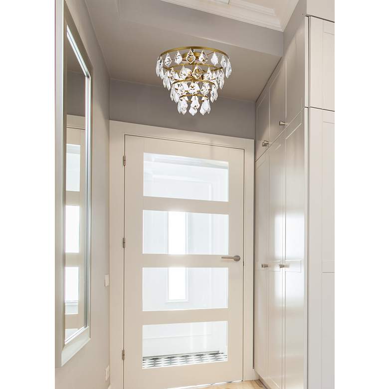 Image 3 Elegant Lighting Ella 14" Wide Brass and Crystal Flush Ceiling Light more views