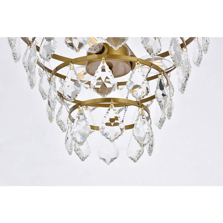 Image 5 Elegant Lighting Ella 14" Wide Brass and Crystal Flush Ceiling Light more views