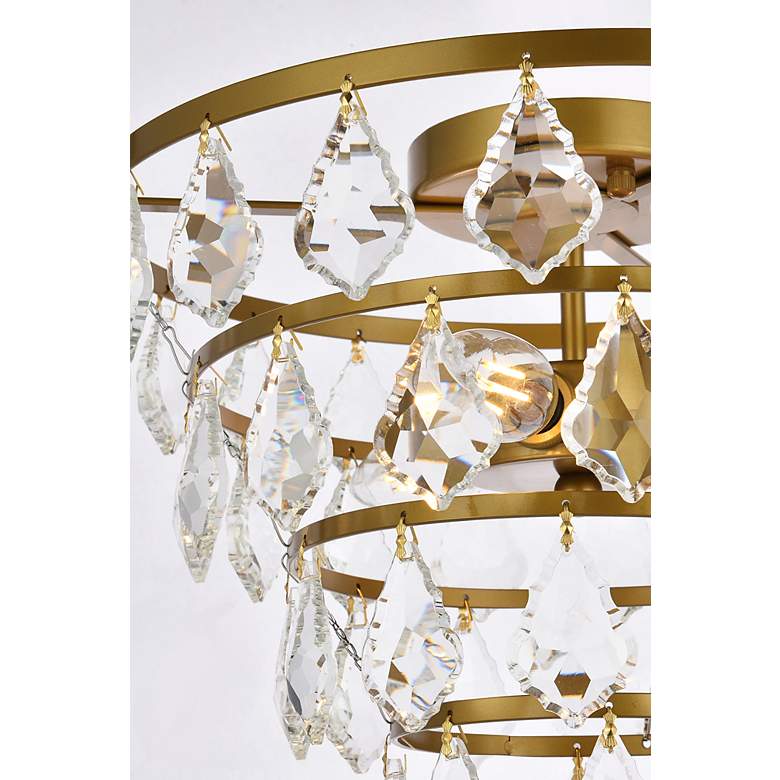 Image 6 Elegant Lighting Ella 14" Wide Brass and Crystal Flush Ceiling Light more views