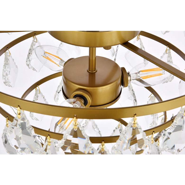 Image 7 Elegant Lighting Ella 14" Wide Brass and Crystal Flush Ceiling Light more views