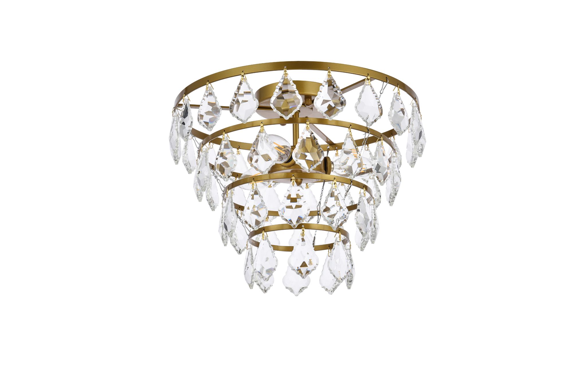 Elegant Lighting Ella 14" Wide Brass and Crystal Flush Ceiling Light