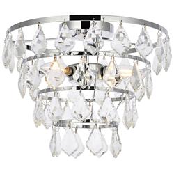 Elegant Lighting Ella 16" Chrome and Crystal Flush Mount Ceiling Light