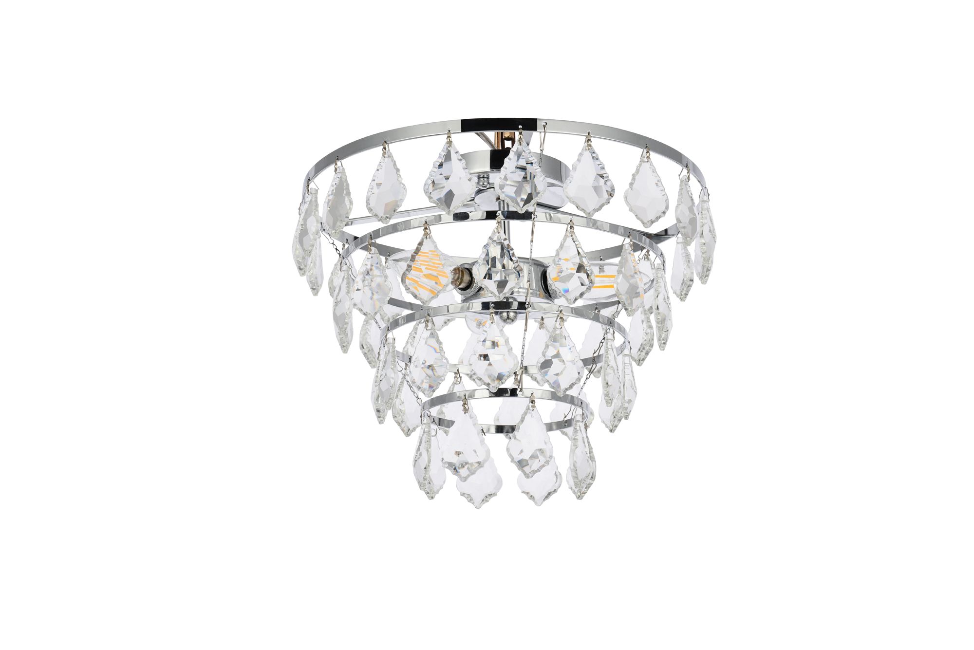 Elegant Lighting Ella 16" Chrome and Crystal Flush Mount Ceiling Light