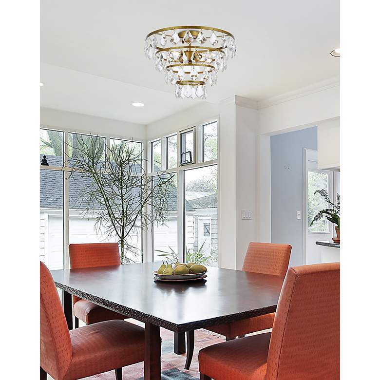 Image 3 Elegant Lighting Ella 16" Wide Brass and Crystal Flush Ceiling Light more views