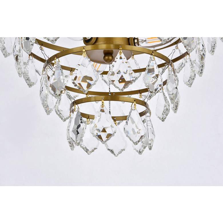 Image 5 Elegant Lighting Ella 16" Wide Brass and Crystal Flush Ceiling Light more views