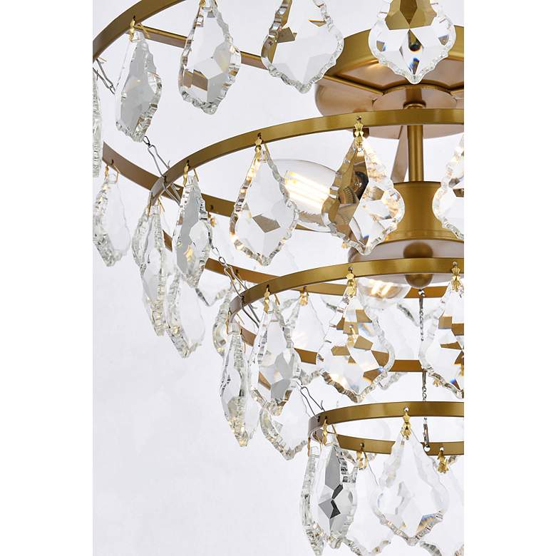 Image 6 Elegant Lighting Ella 16" Wide Brass and Crystal Flush Ceiling Light more views