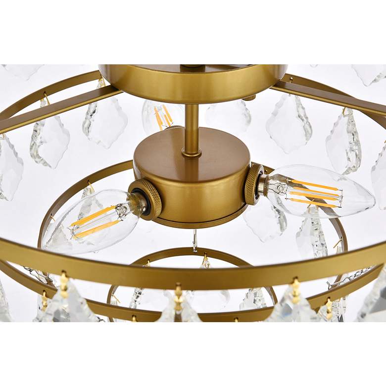 Image 7 Elegant Lighting Ella 16" Wide Brass and Crystal Flush Ceiling Light more views
