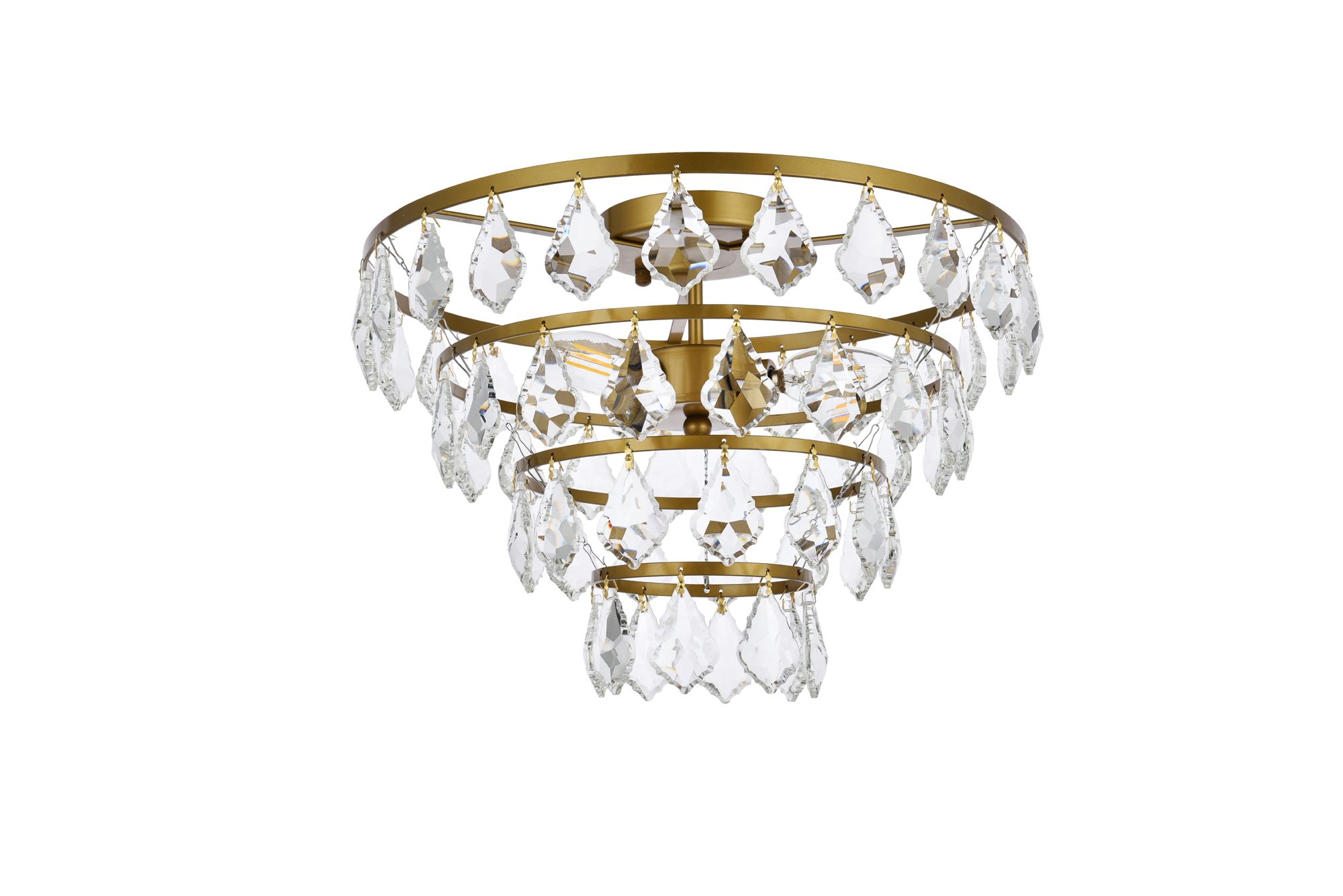 Elegant Lighting Ella 16" Wide Brass and Crystal Flush Ceiling Light