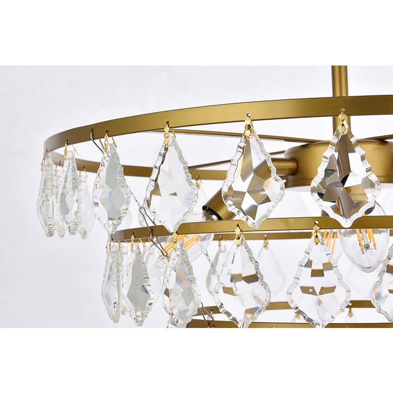 Image 6 Elegant Lighting Ella 20" Brass and Crystal Modern Tiered Pendant more views