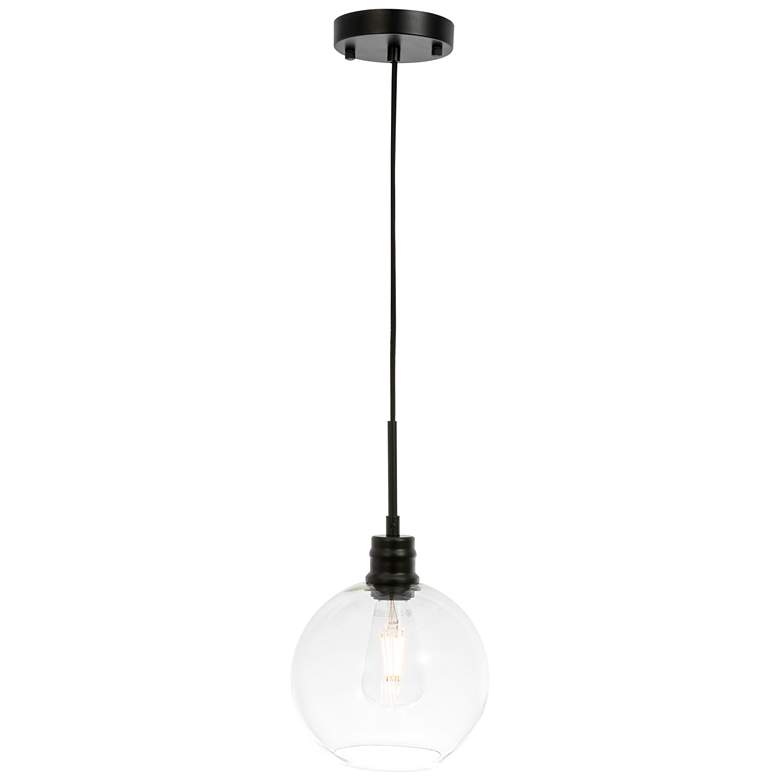 Image 1 Elegant Lighting Emett 8" Wide Black And Clear Glass Mini Pendant