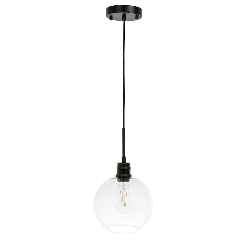 Image 3 Elegant Lighting Emett 8" Wide Black And Clear Glass Mini Pendant more views
